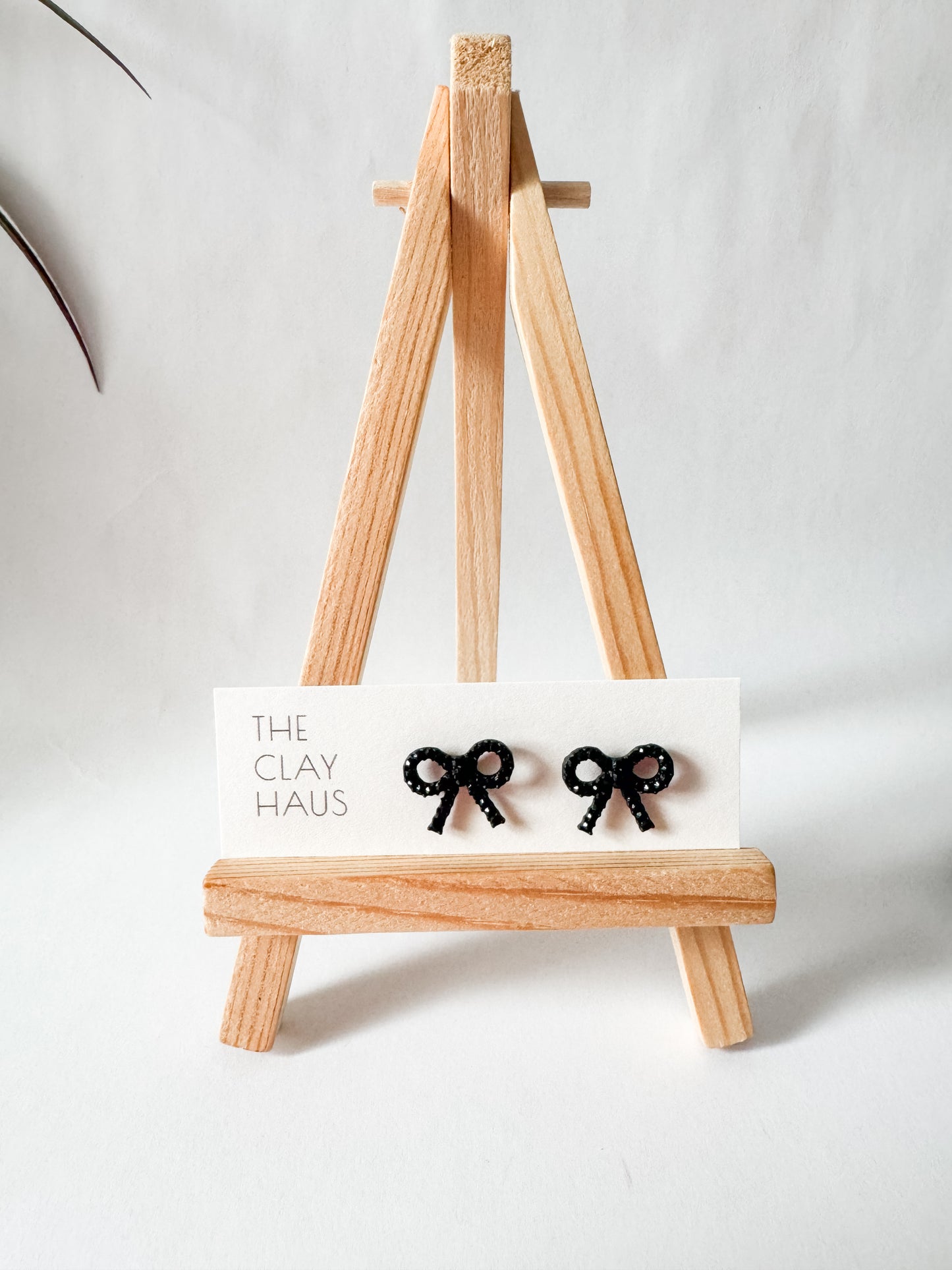 Black Stone Bow Stud