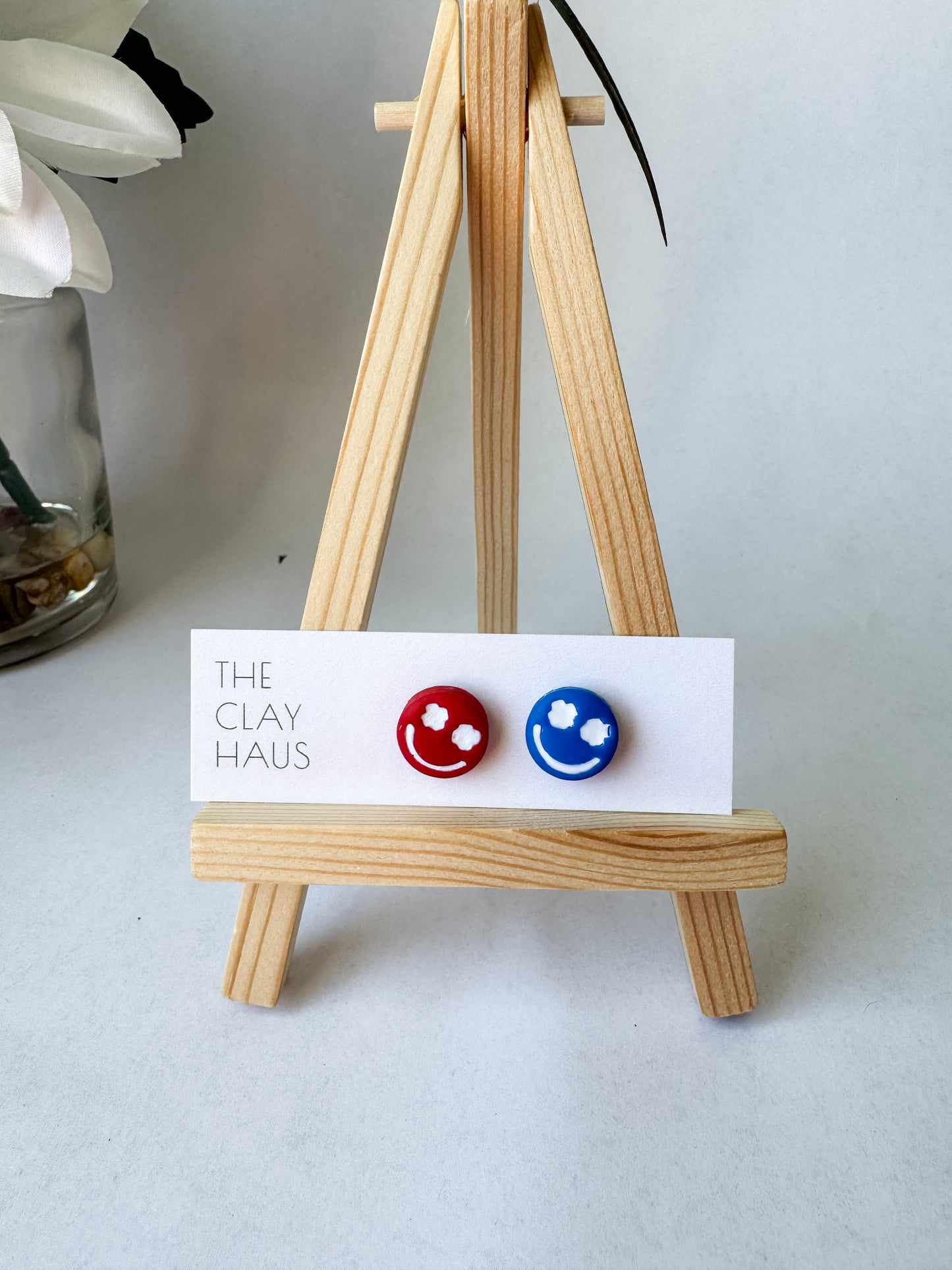 Red + Blue Smile Studs