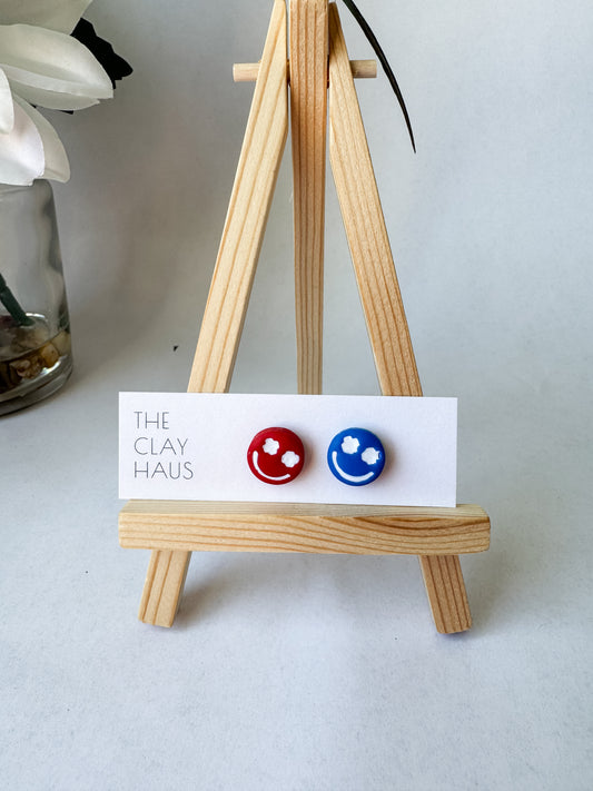 Red + Blue Smile Studs