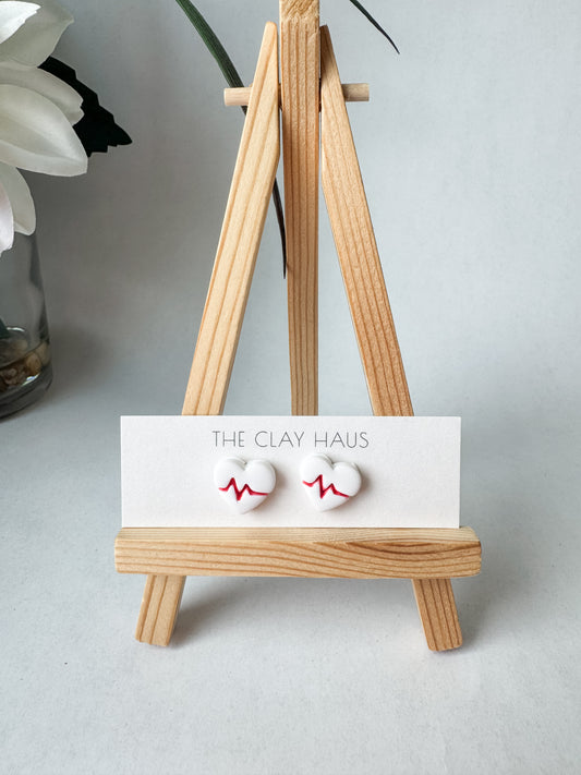 EKG Heart Studs