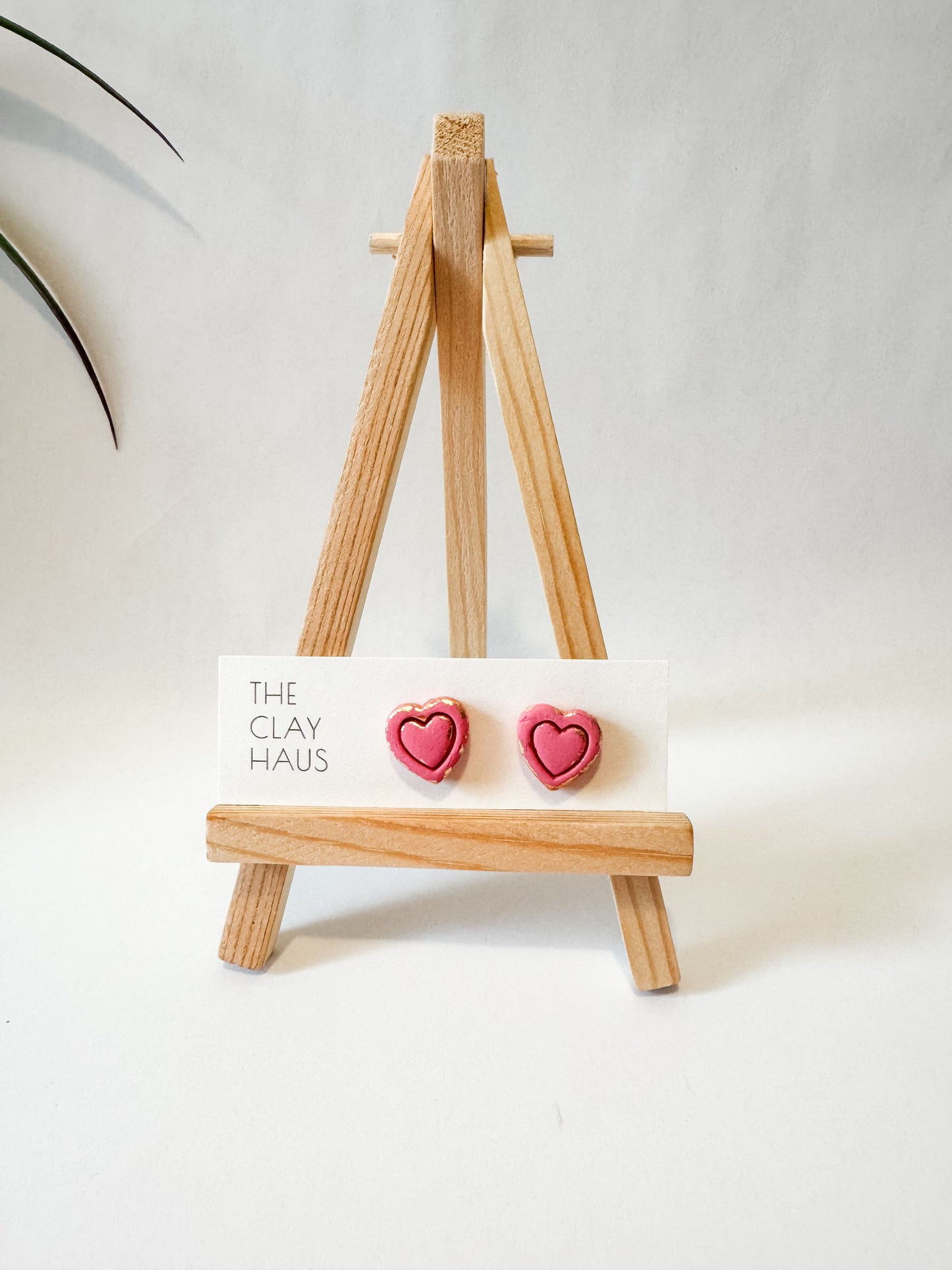 Pink Embossed Gold Foil Heart Stud