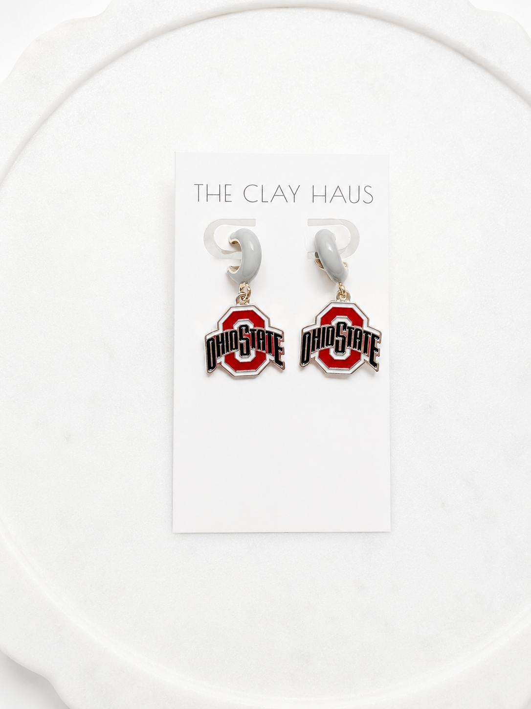 Ohio State Logo Grey Hoop Earring (Officially Licensed)