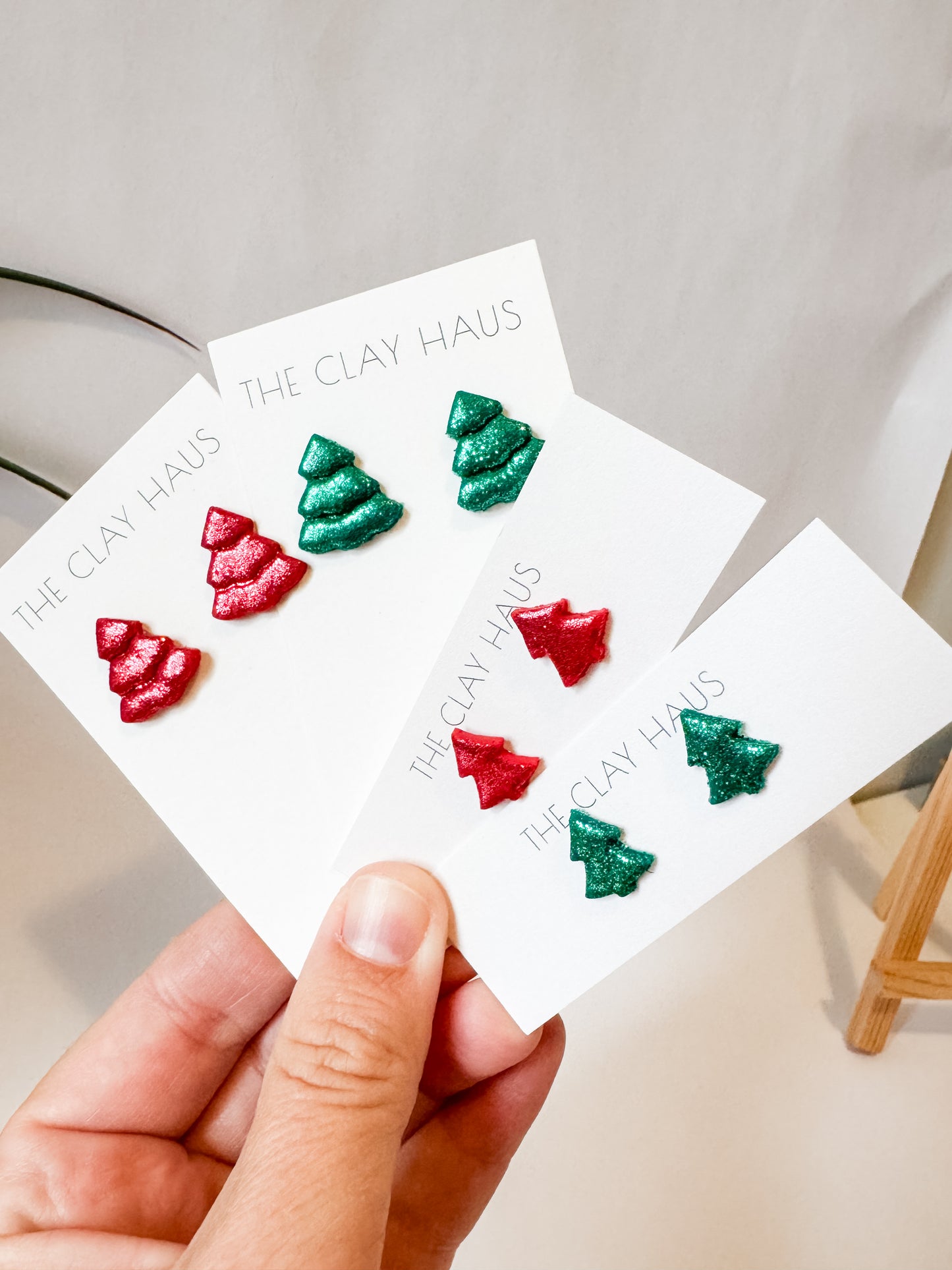 Glitter Tree Studs (Multiple Colors)