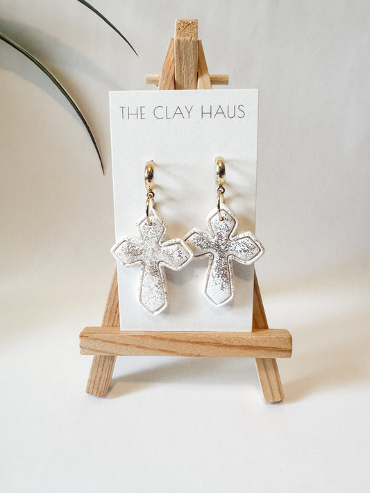 Champagne Glitter Cross Dangle