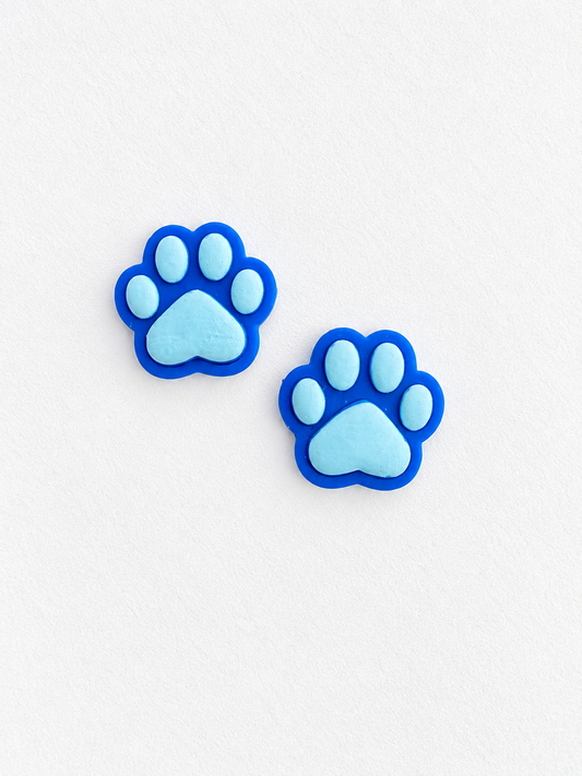 Double Blue Paw Print Stud (Preorder)