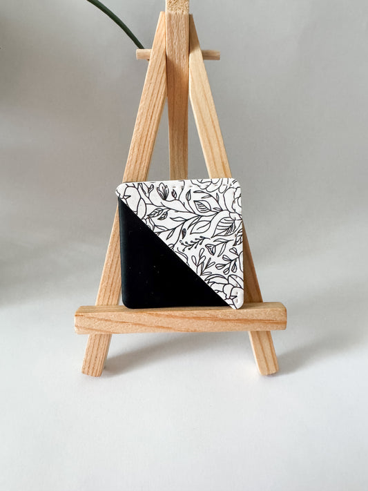 Black + White Floral Bookmark