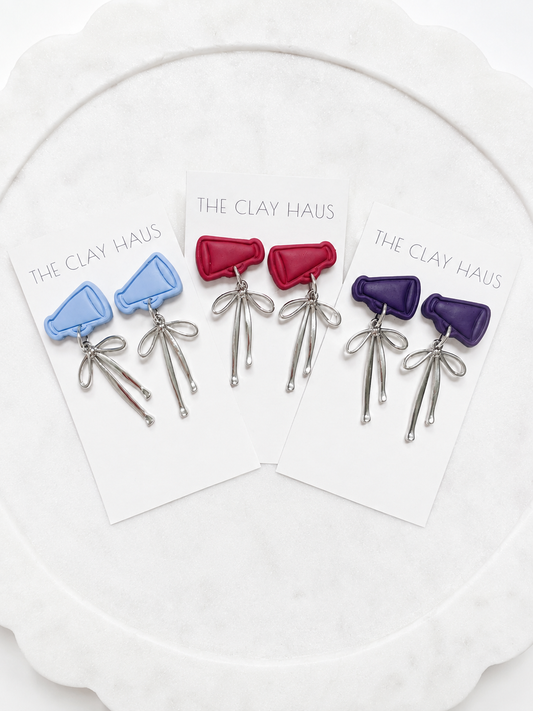 School Spirit Cheer Megaphone Bow Dangle (Custom)