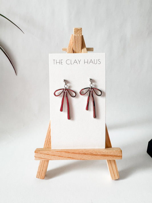 Ribbon Bow Earrings Stainless Steel