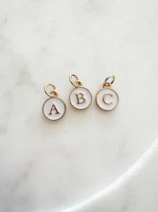 White Initial Charm