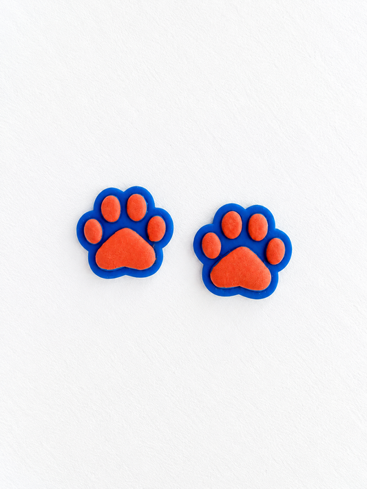 Orange Blue Paw Print Stud (Preorder)