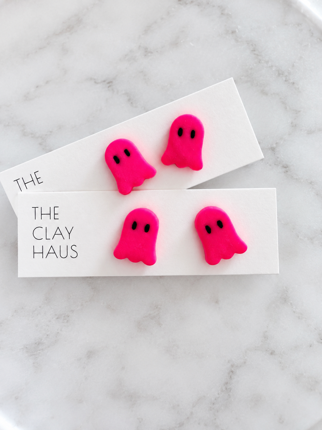 Neon Pink Ghost Studs