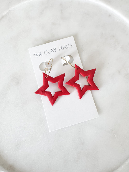 Red Star Outline Dangle