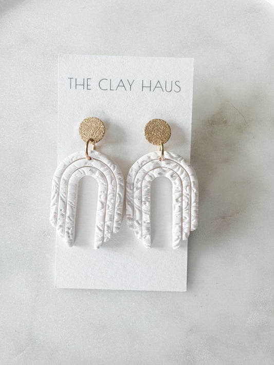 Textured White Arch Gold Post