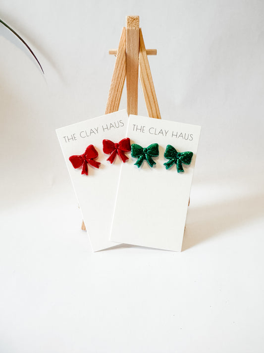 Glitter Bow Stud (Multiple Colors)