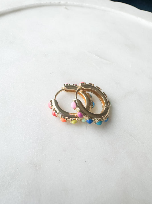 Rainbow Gold Hoops