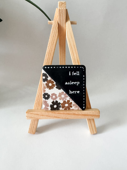 Neutral Floral “Fell Asleep” Bookmark