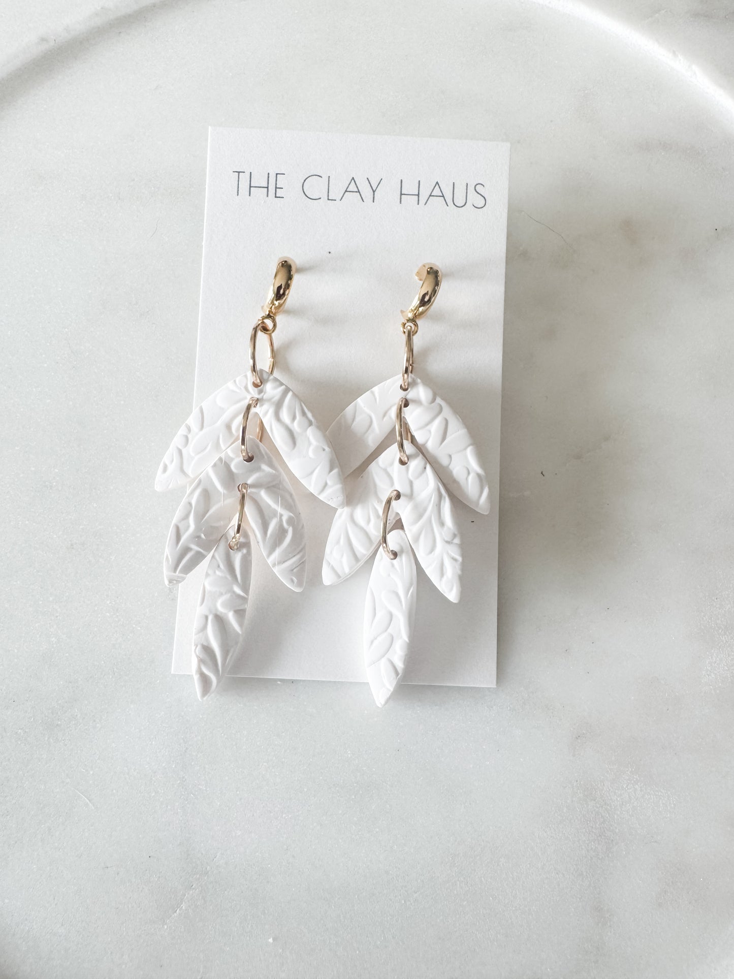 White Textured Tiered Dangle