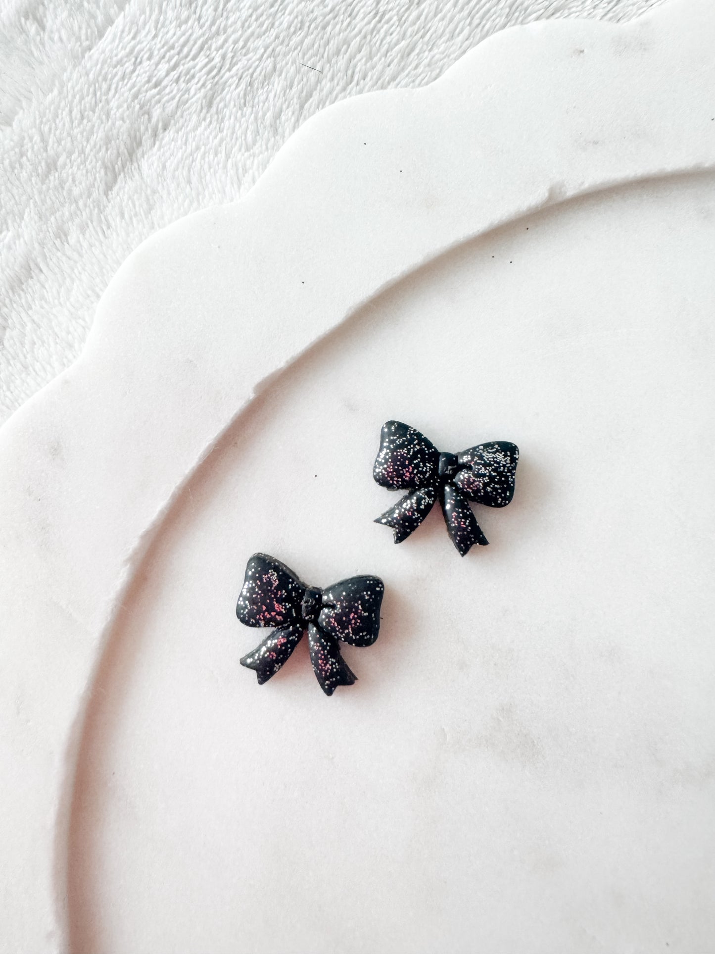 Black Silver Sparkle Stud