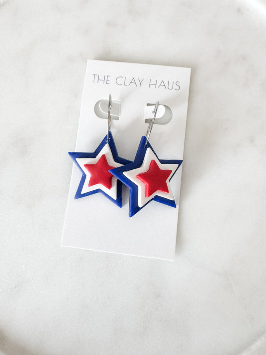 Red White & Blue Star Dangle