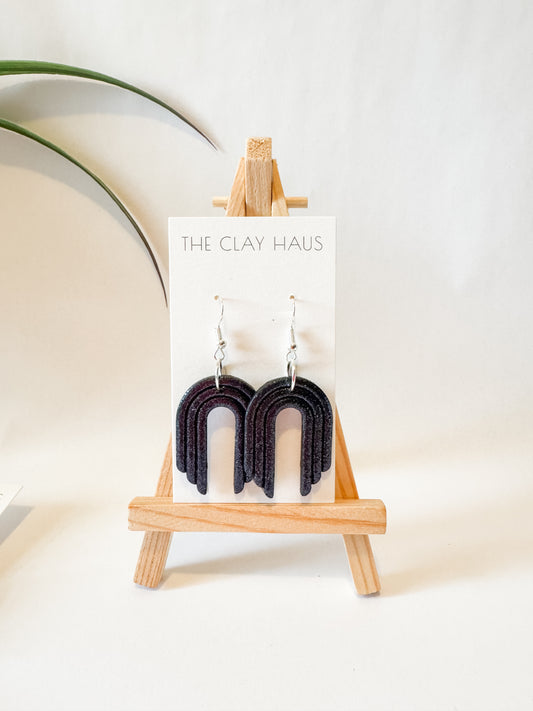 Black Glitter Arch Dangle