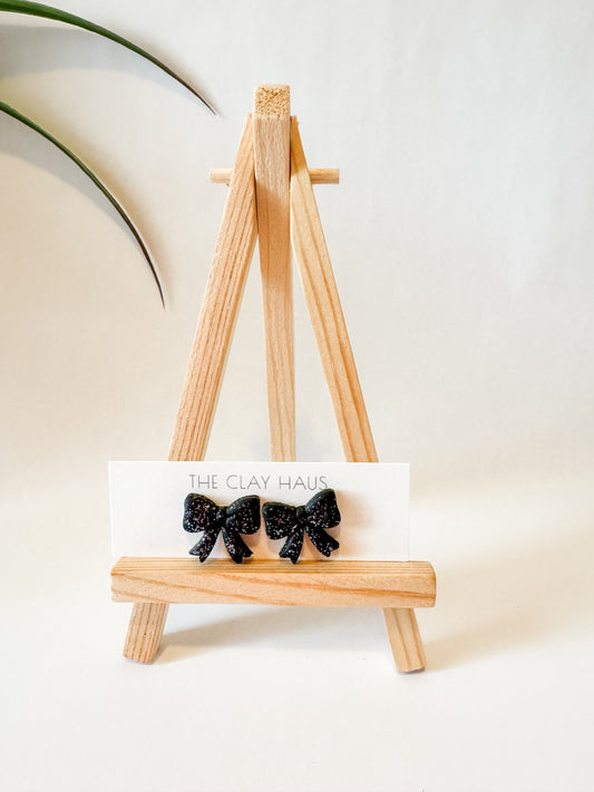 Black Silver Sparkle Stud