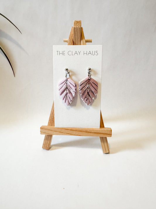 Dusty Rose Foil Feather Dangle