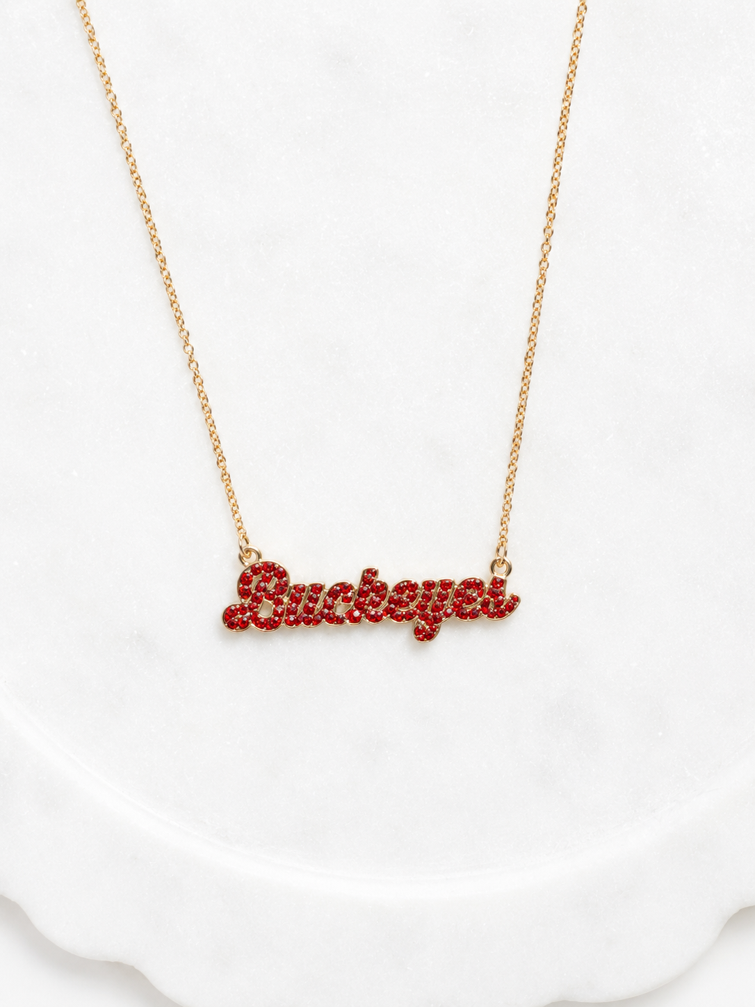 Buckeye Script Pave Necklace (Officially Licensed)