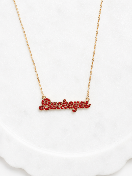Buckeye Script Pave Necklace (Officially Licensed)