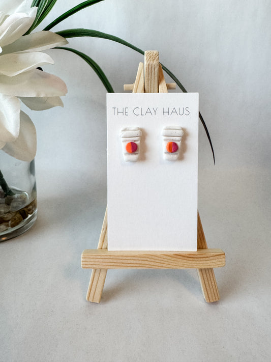 Orange + Pink Coffee Studs